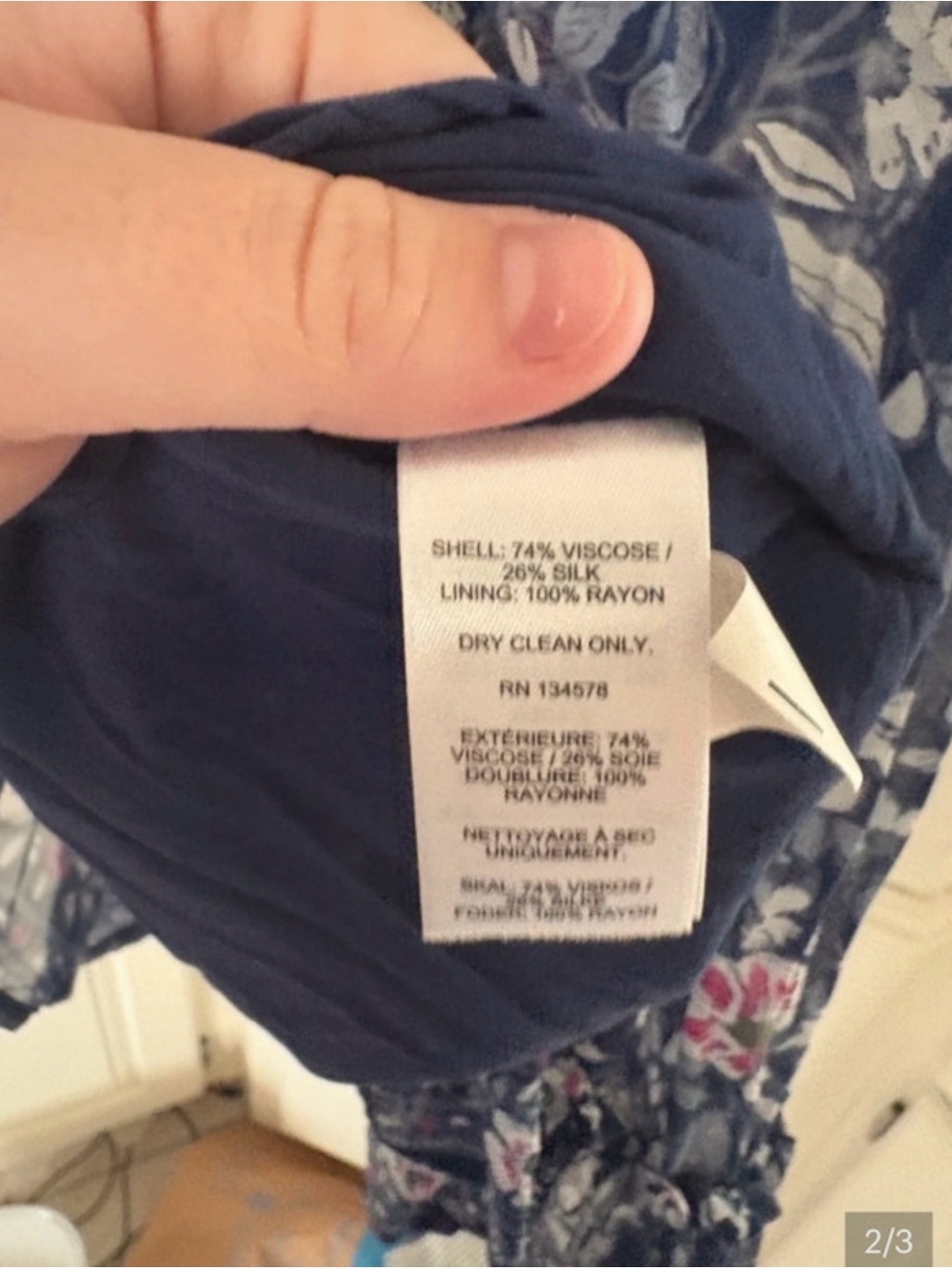 Vineyard Vines Navy Floral V-Neck Tiered Mini Dress - Picture 3 of 3